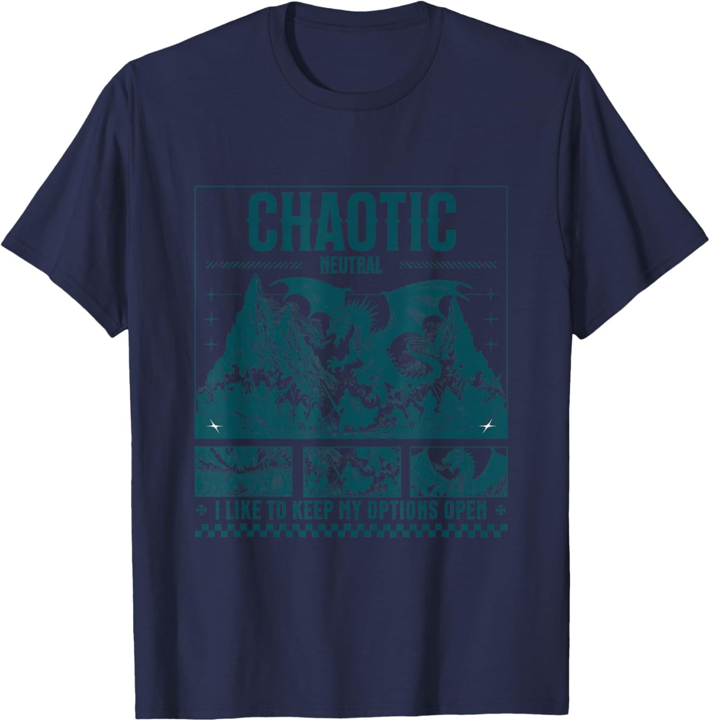 Chaotic Neutral Alignment Funny Roleplaying Character T-Shirt - T-Shirt | Navy