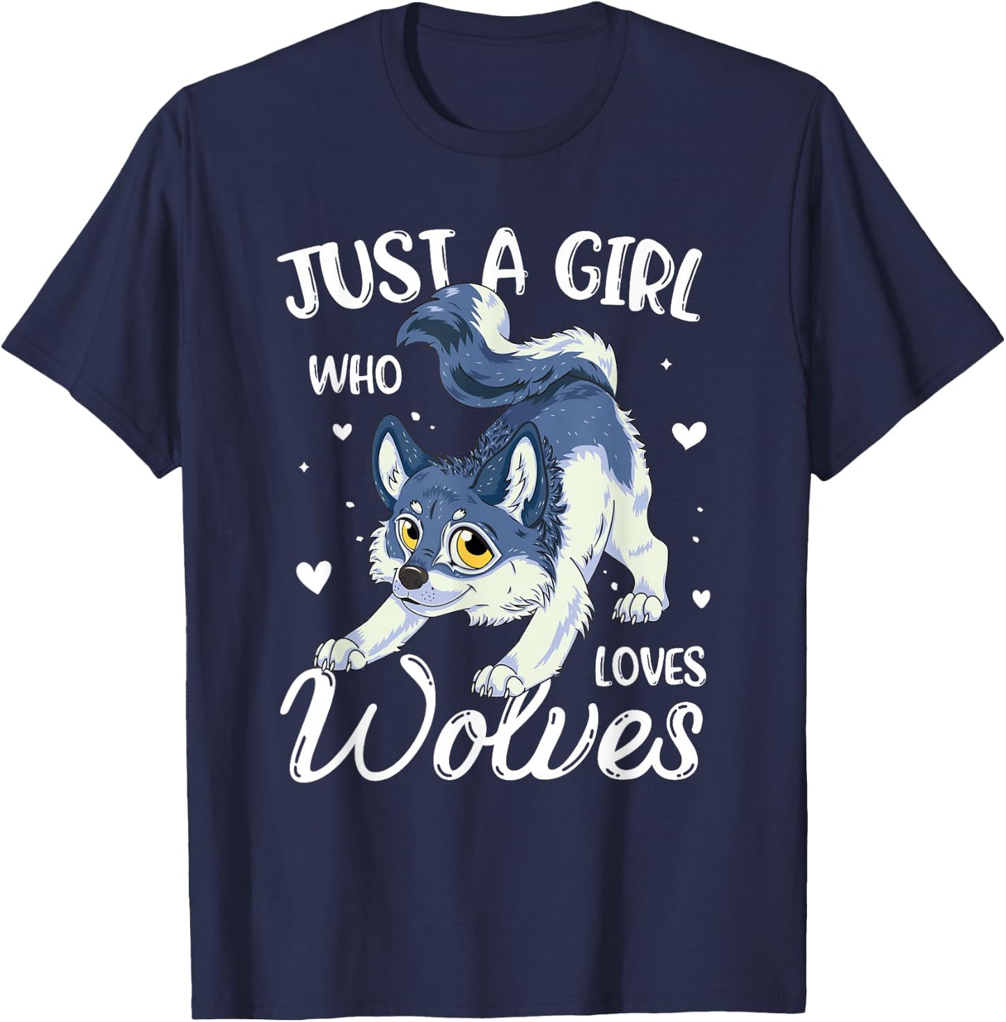 Just A Girl Who Loves Wolves Wolf Lover Women T-Shirt - T-Shirt | Navy