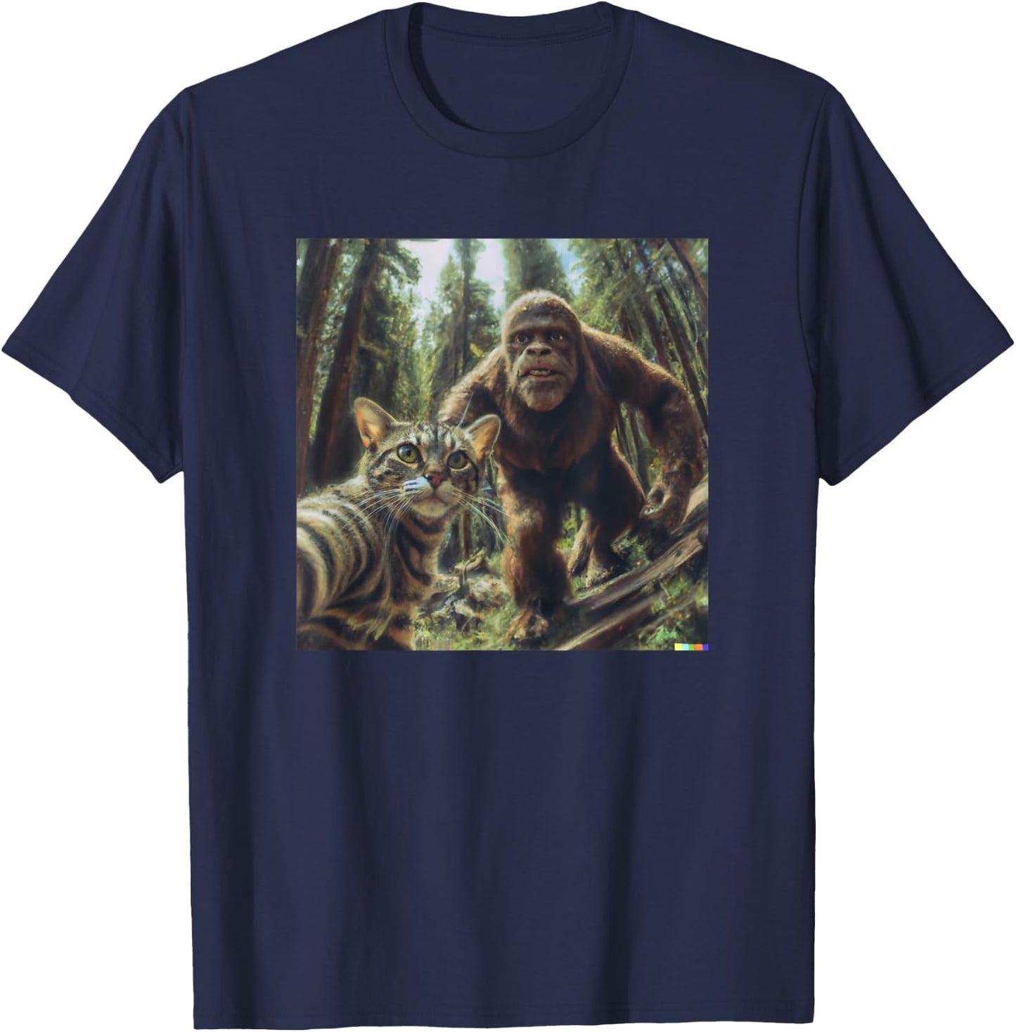 Cat Bigfoot Sasquatch Selfie Photo Funny Retro Classic Humor Men Women Girls Kids T-Shirt - T-Shirt | Navy