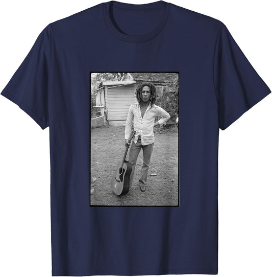 Bob Marley x David Burnett Guitar Photo T-Shirt - T-Shirt | Navy