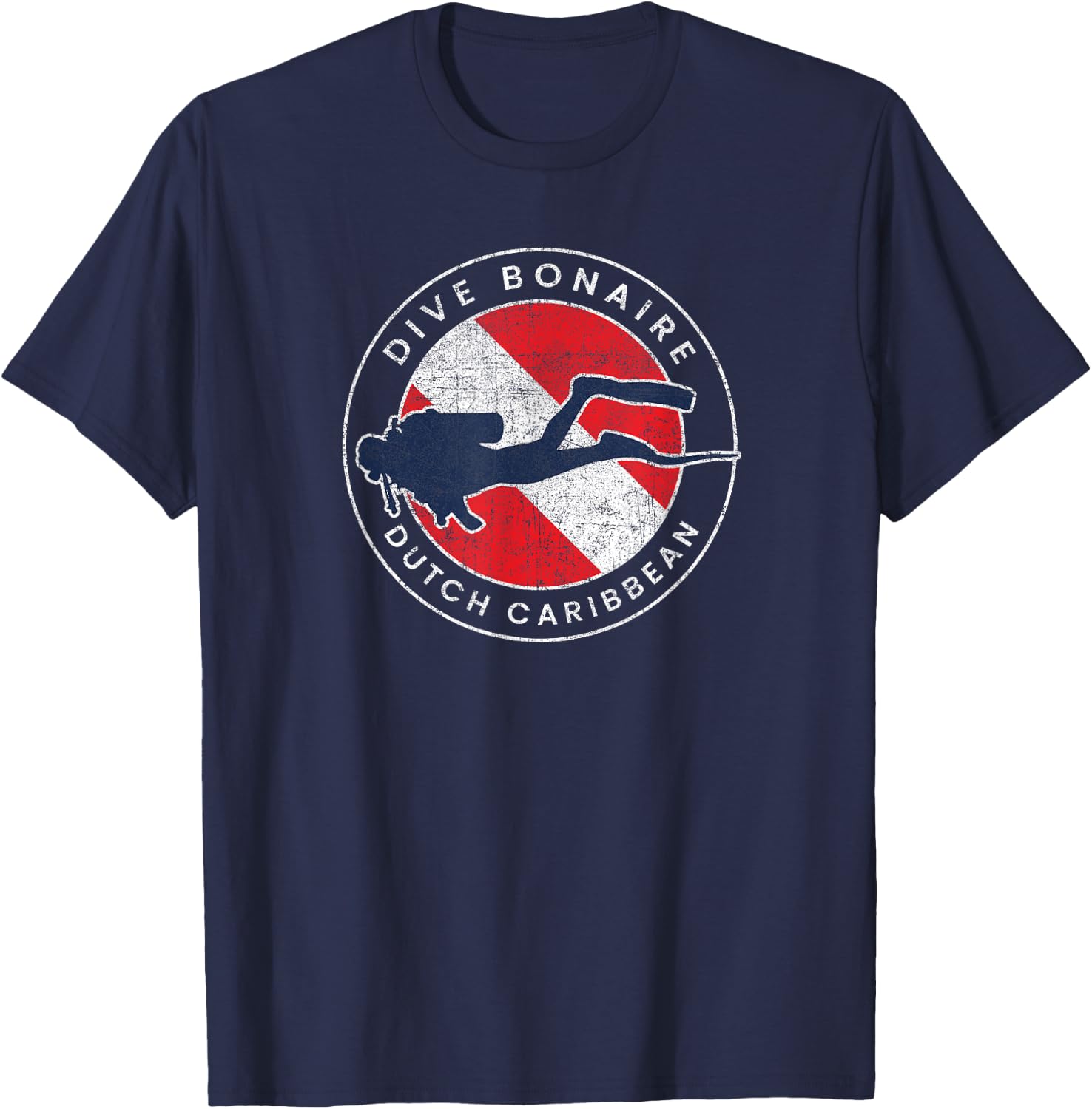 Retro Dive Bonaire Scuba Diver Vintage Dive Flag T-Shirt - T-Shirt | Navy