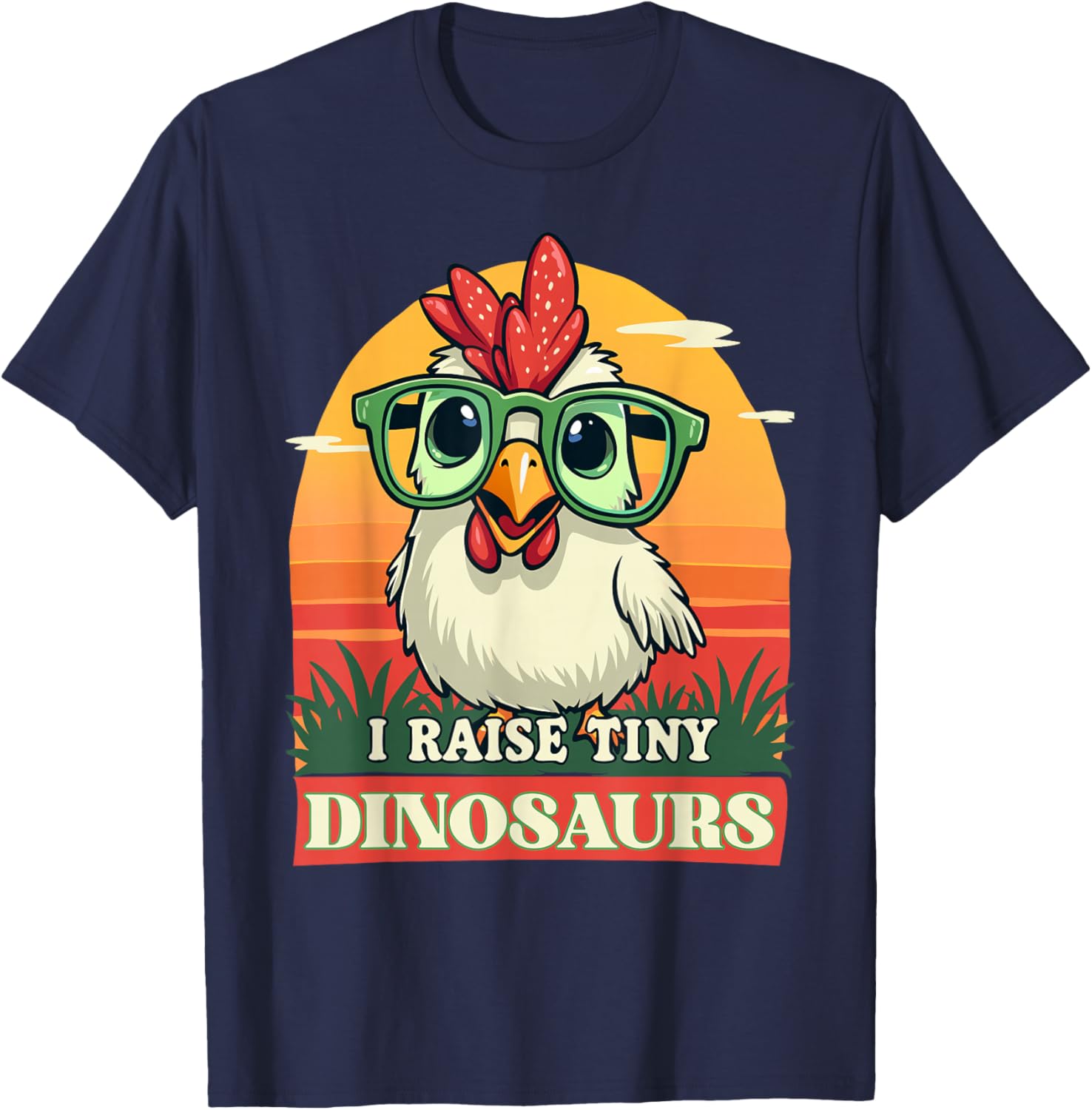 I Raise Tiny Dinosaurs Funny Farmer Chicken Cute T-Shirt - T-Shirt | Navy