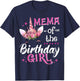 Mema Of The Birthday Girl Unicorn Flower Grandma T-Shirt - T-Shirt | Navy