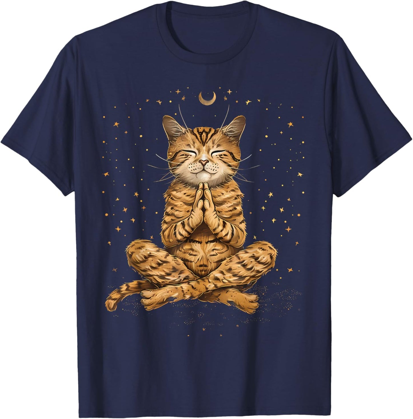 Cat Meditation Zen Buddha Spirituality Hindu Buddhist Women Kids T-Shirt - T-Shirt | Navy