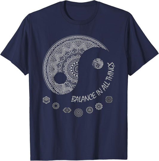 Ying Yang Chakra Spirit Spiritual Balance Mind T-Shirt - T-Shirt | Navy