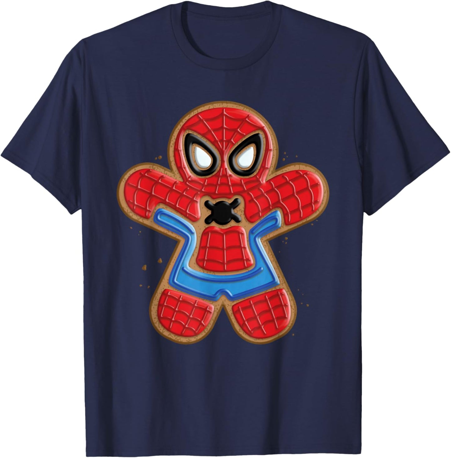 Marvel Spider-Man Holiday Christmas Gingerbread Man Cookie T-Shirt - T-Shirt | Navy