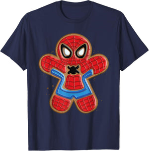 Marvel Spider-Man Holiday Christmas Gingerbread Man Cookie T-Shirt - T-Shirt | Navy