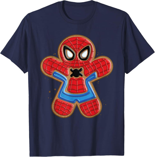 Marvel Spider-Man Holiday Christmas Gingerbread Man Cookie T-Shirt - T-Shirt | Navy