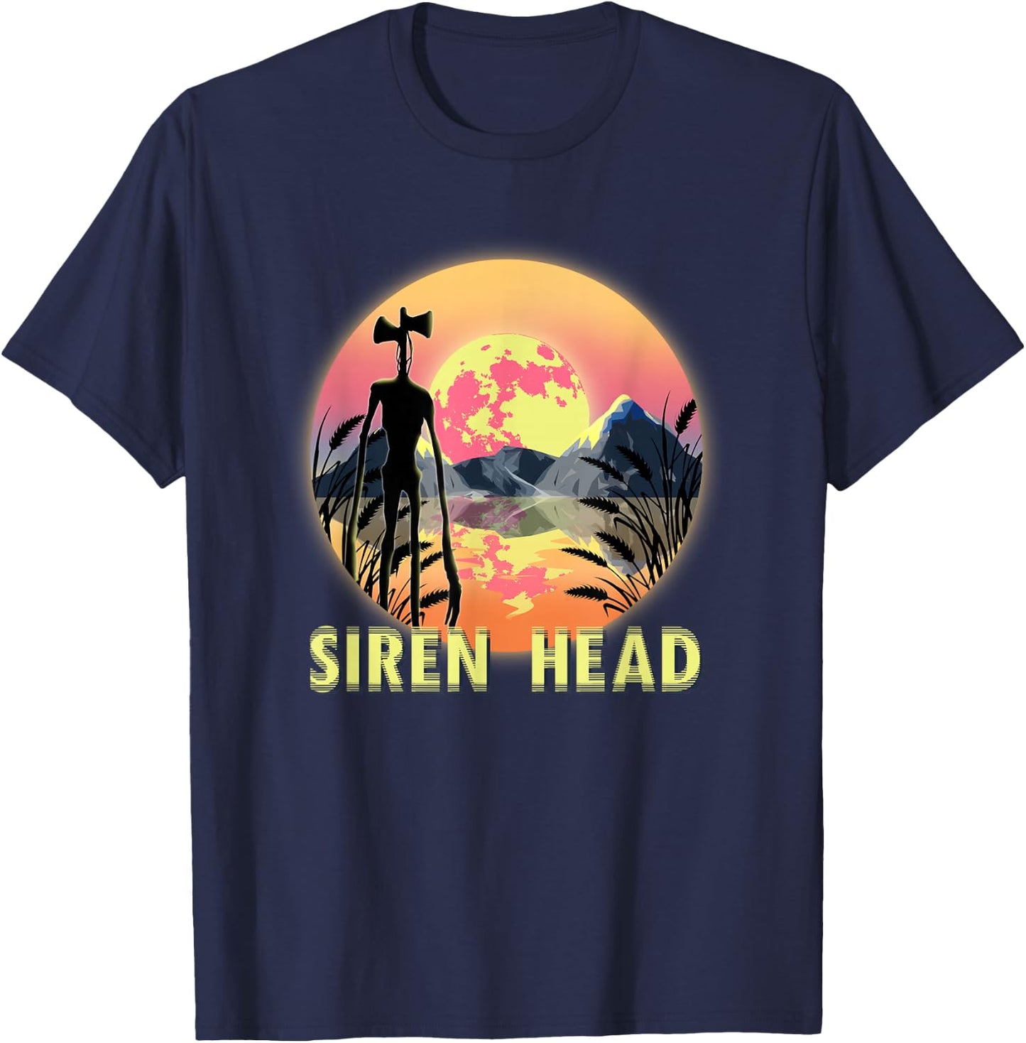 Cryptid Full Moon and Siren Head T-Shirt - T-Shirt | Navy