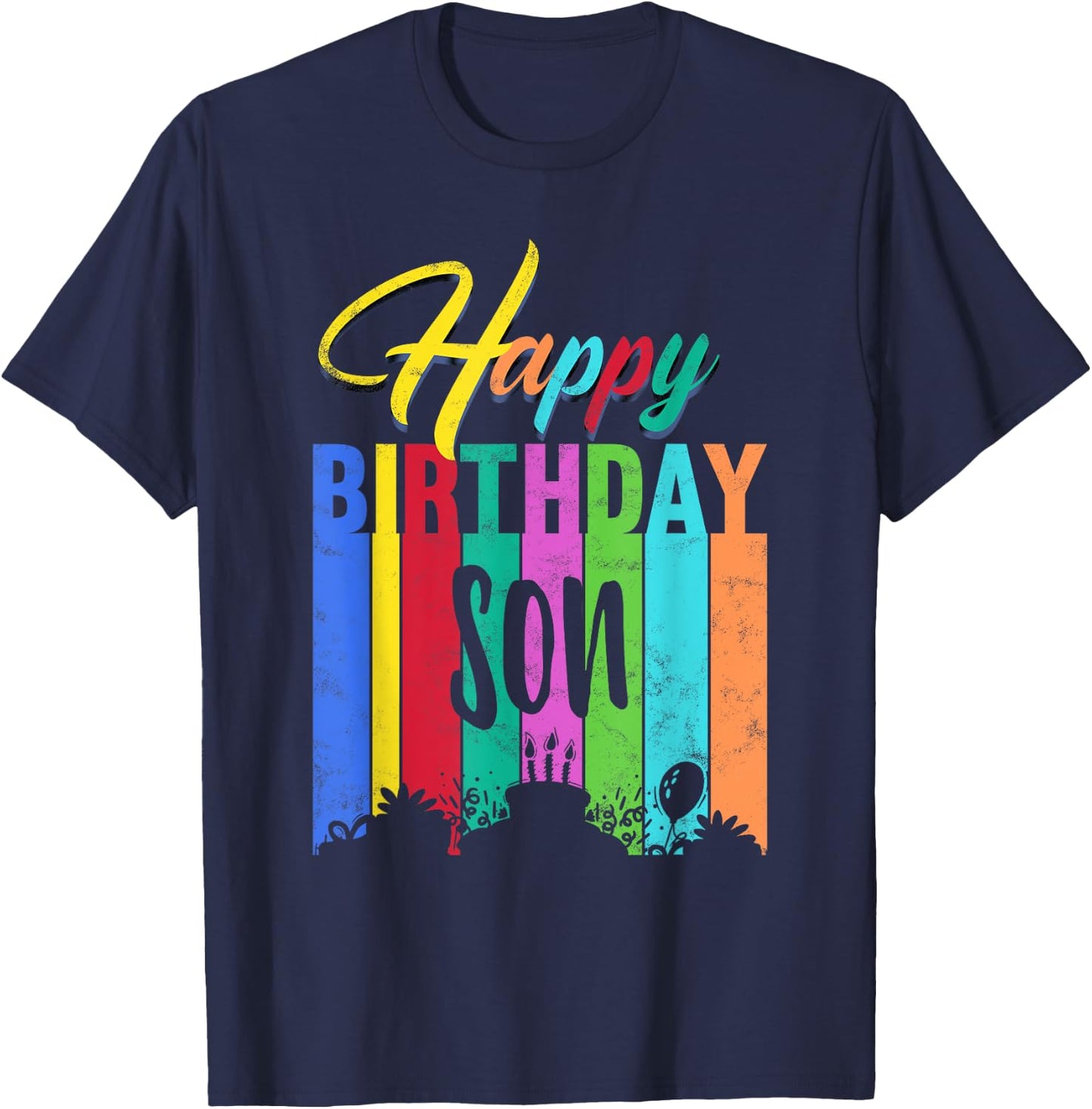 Happy Birthday Son Personalized Name Gift Custom B-day T-Shirt - T-Shirt | Navy