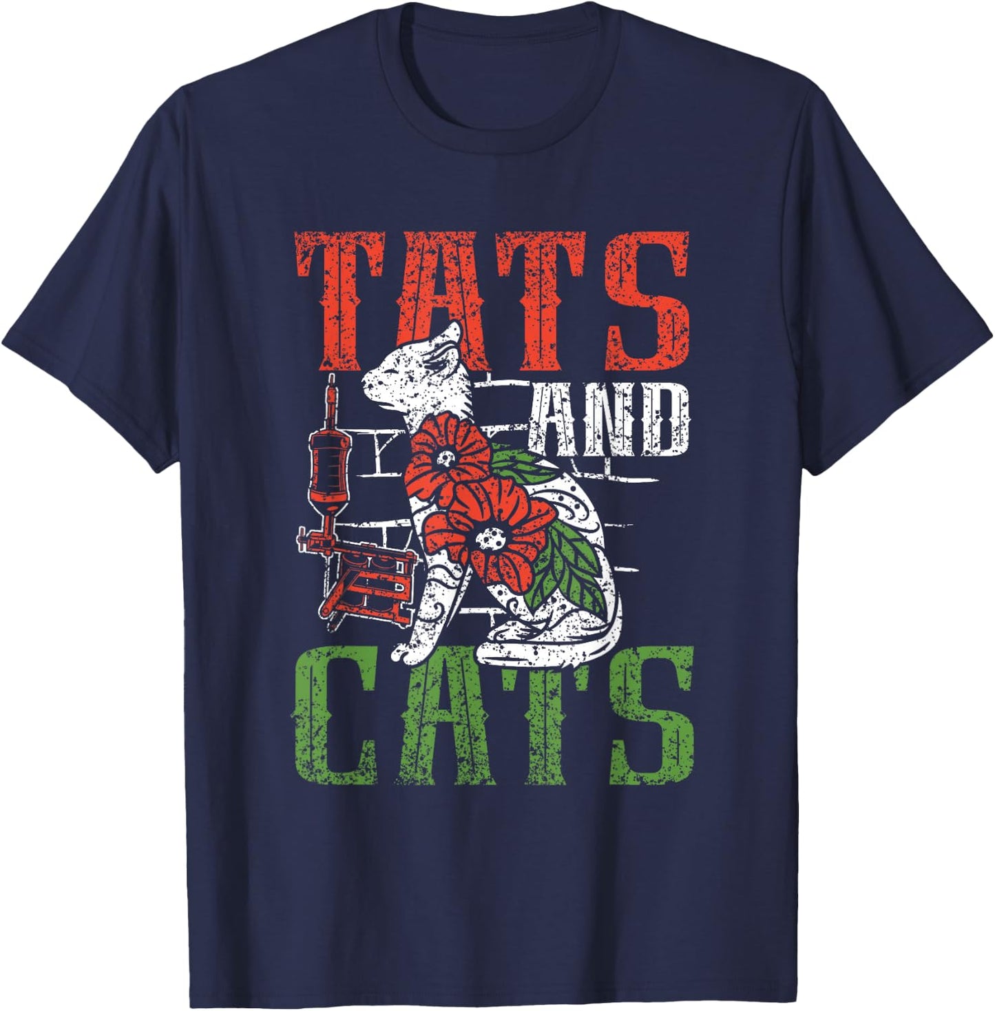 Tats And Cats Tattoo Studio Tattoo Tattoo Artist T-Shirt - T-Shirt | Navy