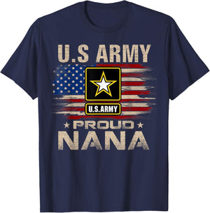 Vintage U.S Army Proud Nana With American Flag T-Shirt - T-Shirt | Navy