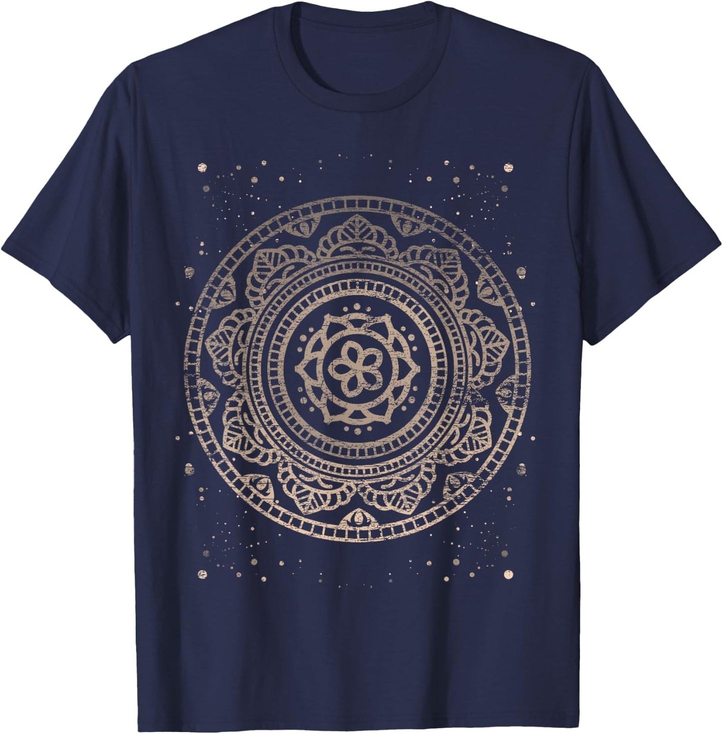 Sacred Fractal Geometry Vintage Mandala T-Shirt - T-Shirt | Navy