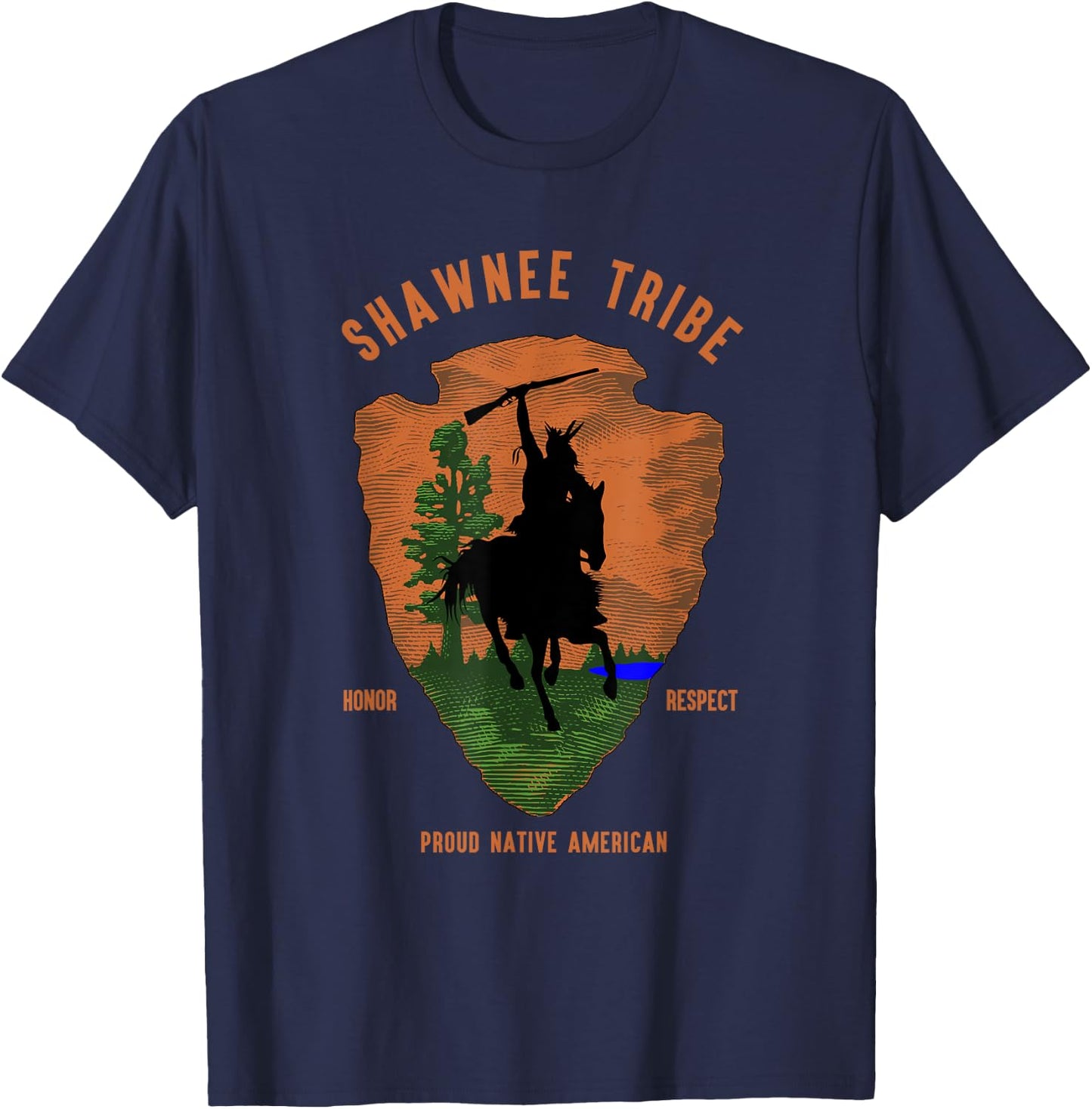 Shawnee Tribe Native American Honor Respect Vintage Arrow T-Shirt - T-Shirt | Navy