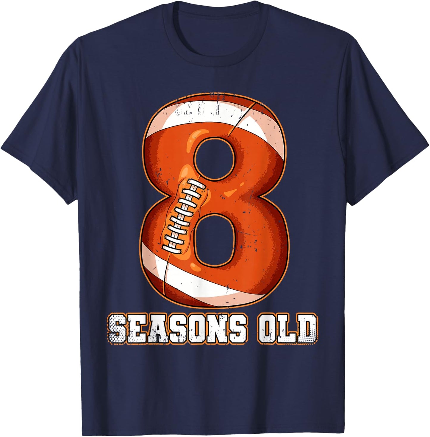 8th Birthday Football T-Shirt - T-Shirt | Navy
