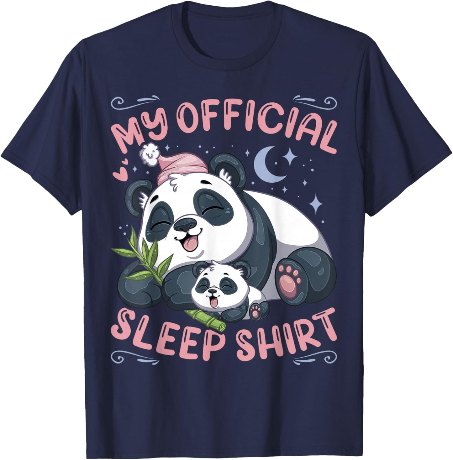 Official Sleepshirt Sleepy Panda with Puppy T-Shirt - T-Shirt | Navy