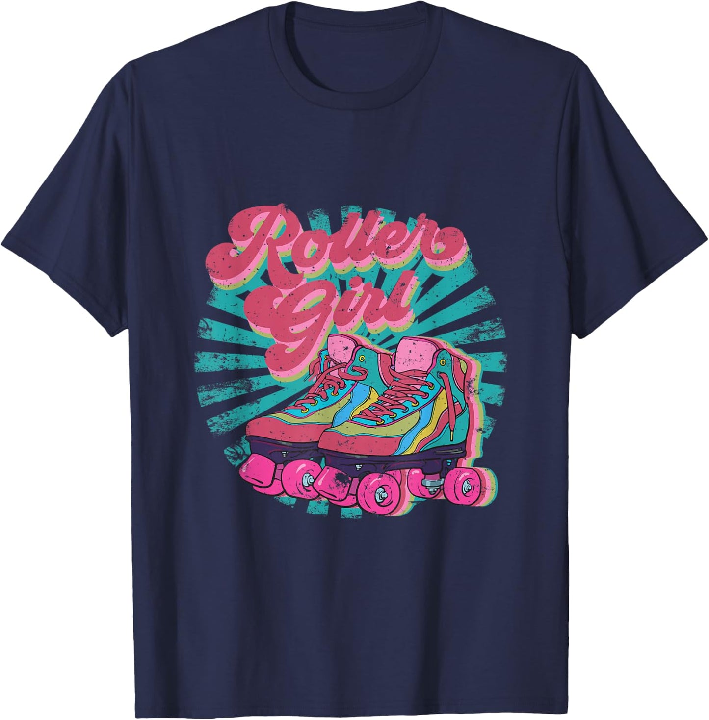 Roller Skate Skating 70s Retro Shirt Gift T-Shirt - T-Shirt | Navy