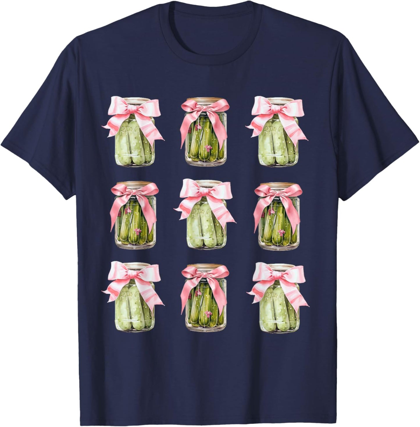 Pickle Jar Women Coquette Bow Pickle Party Birthday Girl T-Shirt - T-Shirt | Navy