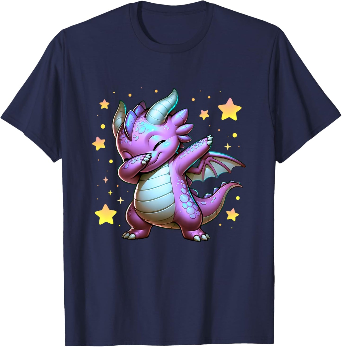 Kids Dragon Dabbing Cute Ren Faire Graphic Toddler Girl Boy Funny T-Shirt - T-Shirt | Navy