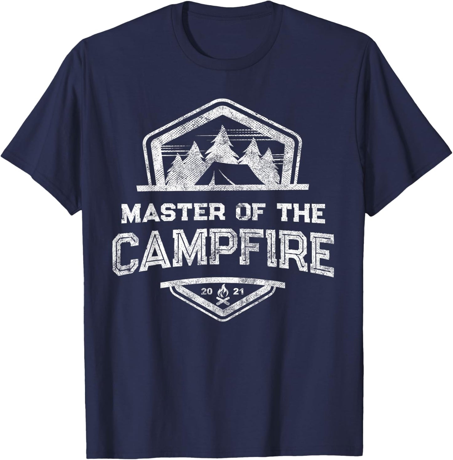 MASTER of CAMPFIRE Hiking King Camping Life Camp Leader T-Shirt - T-Shirt | Navy