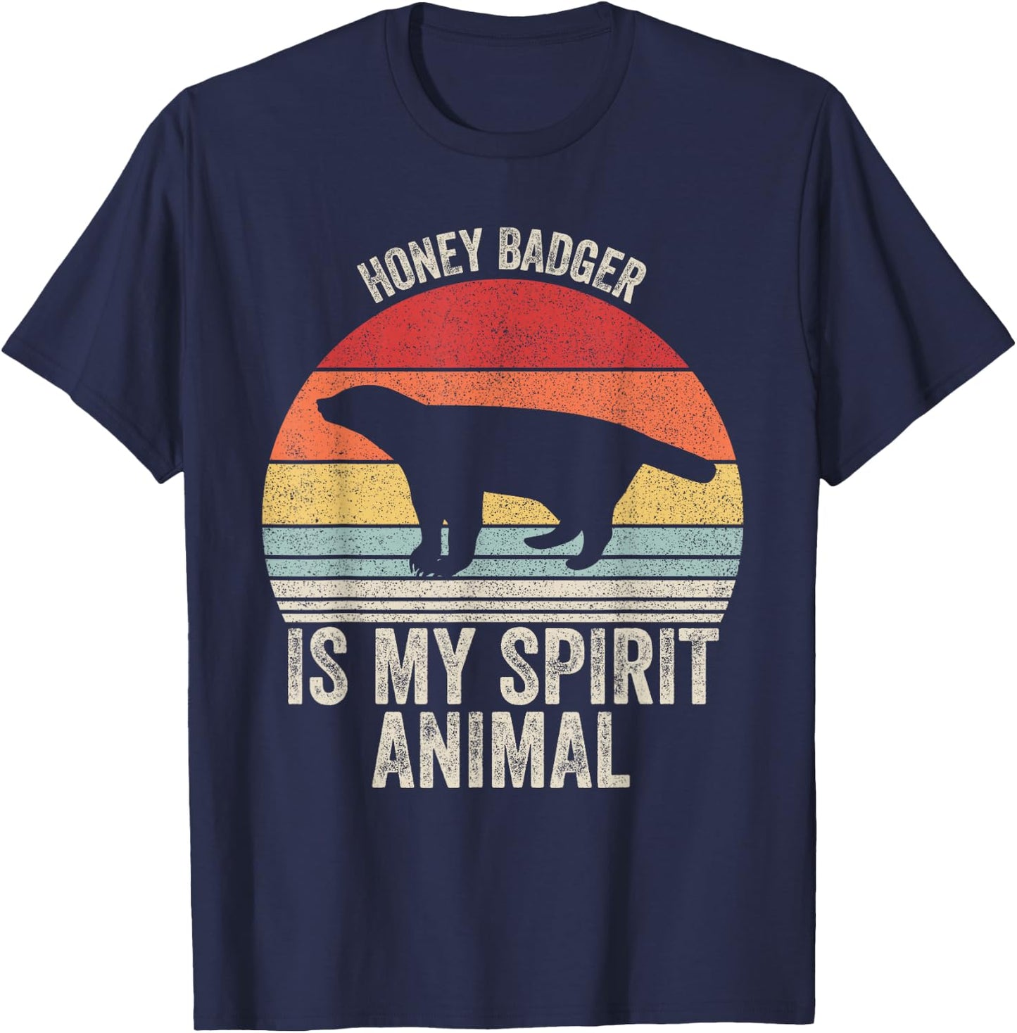 Vintage Retro Honey Badger Is My Spirit Animal T-Shirt - T-Shirt | Navy