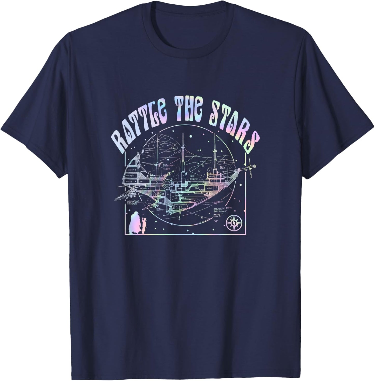 Disney Treasure Planet Vintage Rattle The Stars Rainbow Neon T-Shirt - T-Shirt | Navy
