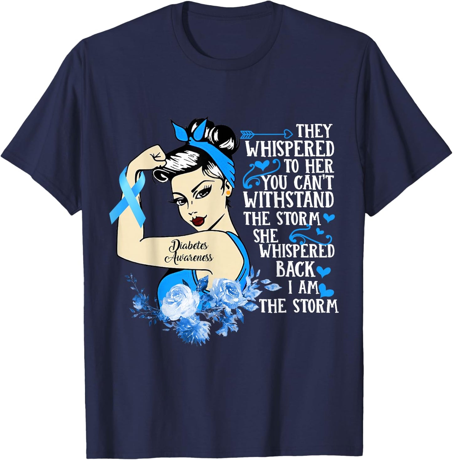 Diabetes Awareness Month Gift Powerful Warrior Women T-Shirt - T-Shirt | Navy