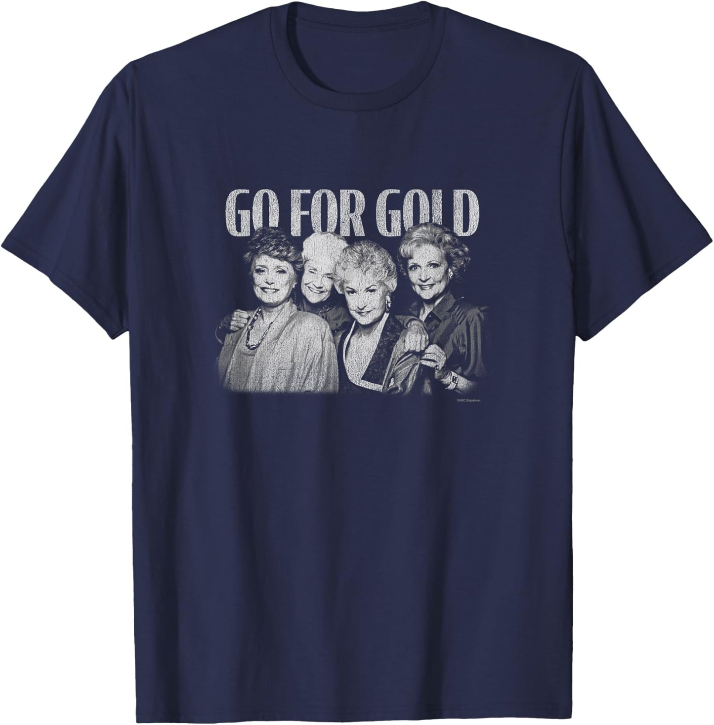 The Golden Girls Go For Gold Vintage Group Shot Chest Logo T-Shirt - T-Shirt | Navy