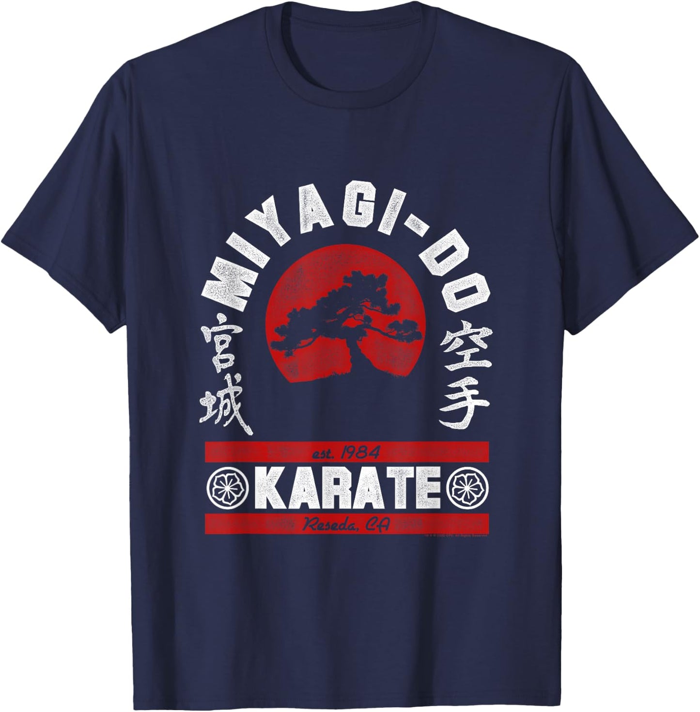 The Karate Kid Miyagi-Do Arched Tree Logo Retro Movie T-Shirt - T-Shirt | Navy