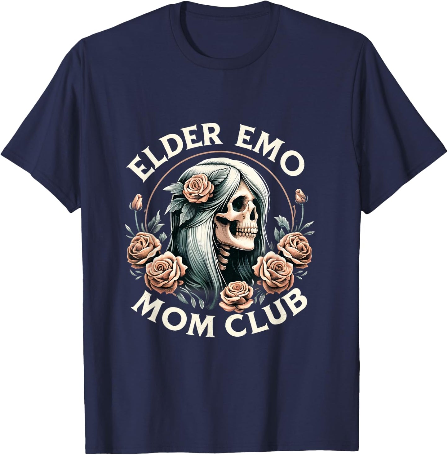 Elder Emo Mom Club Funny Skeleton Mom T-Shirt - T-Shirt | Navy