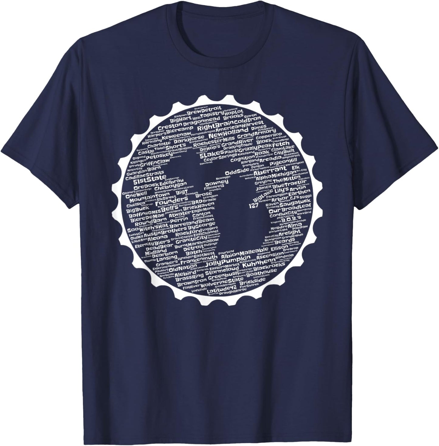 Cracked Toad Design Co. Michigan Breweries - -Adults, Black, Small T-Shirt - T-Shirt | Navy