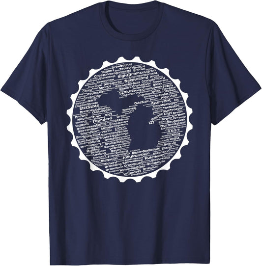 Cracked Toad Design Co. Michigan Breweries - -Adults, Black, Small T-Shirt - T-Shirt | Navy