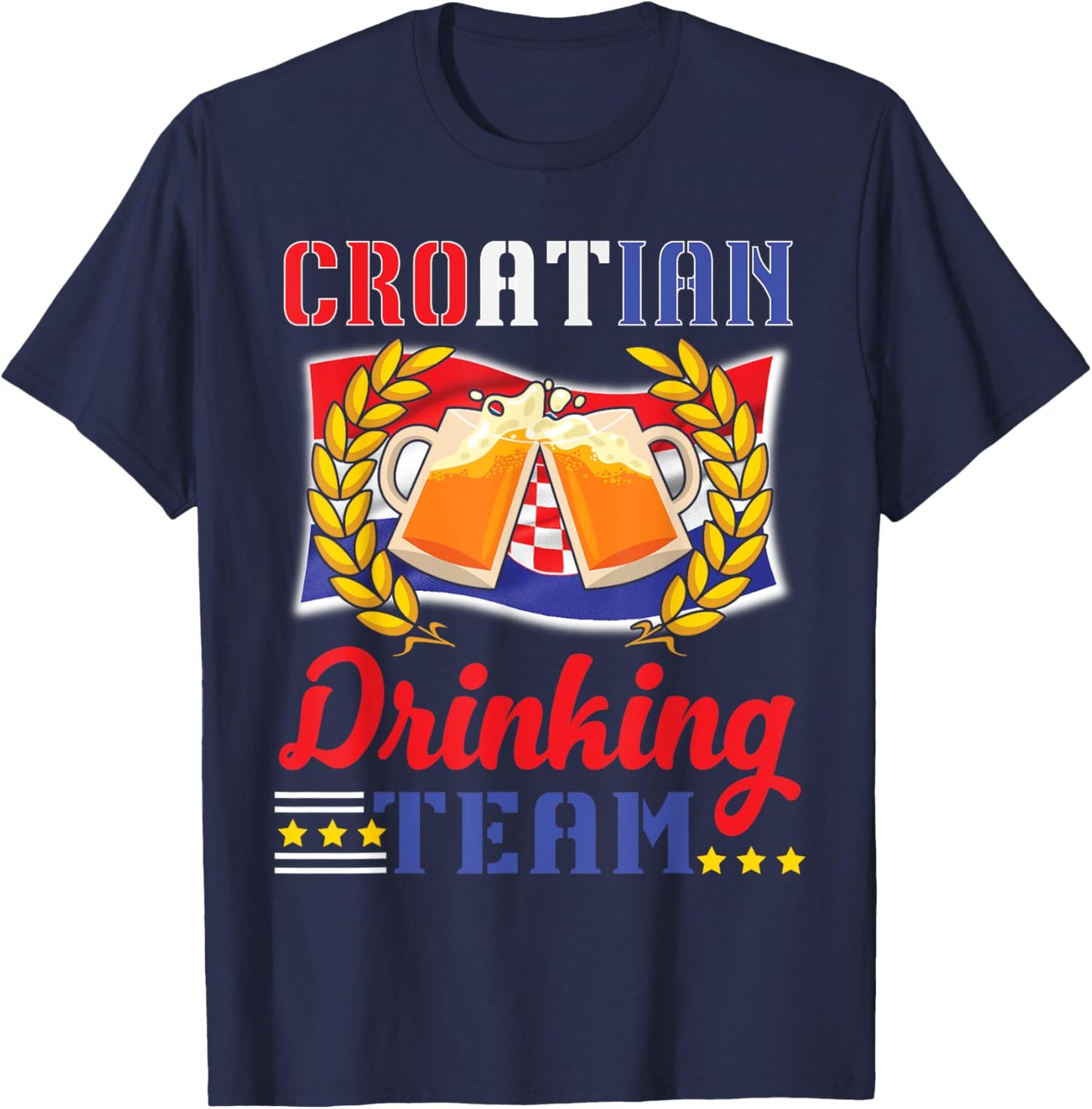 Croatian Drinking Team Celebrate Style and National Pride T-Shirt - T-Shirt | Navy