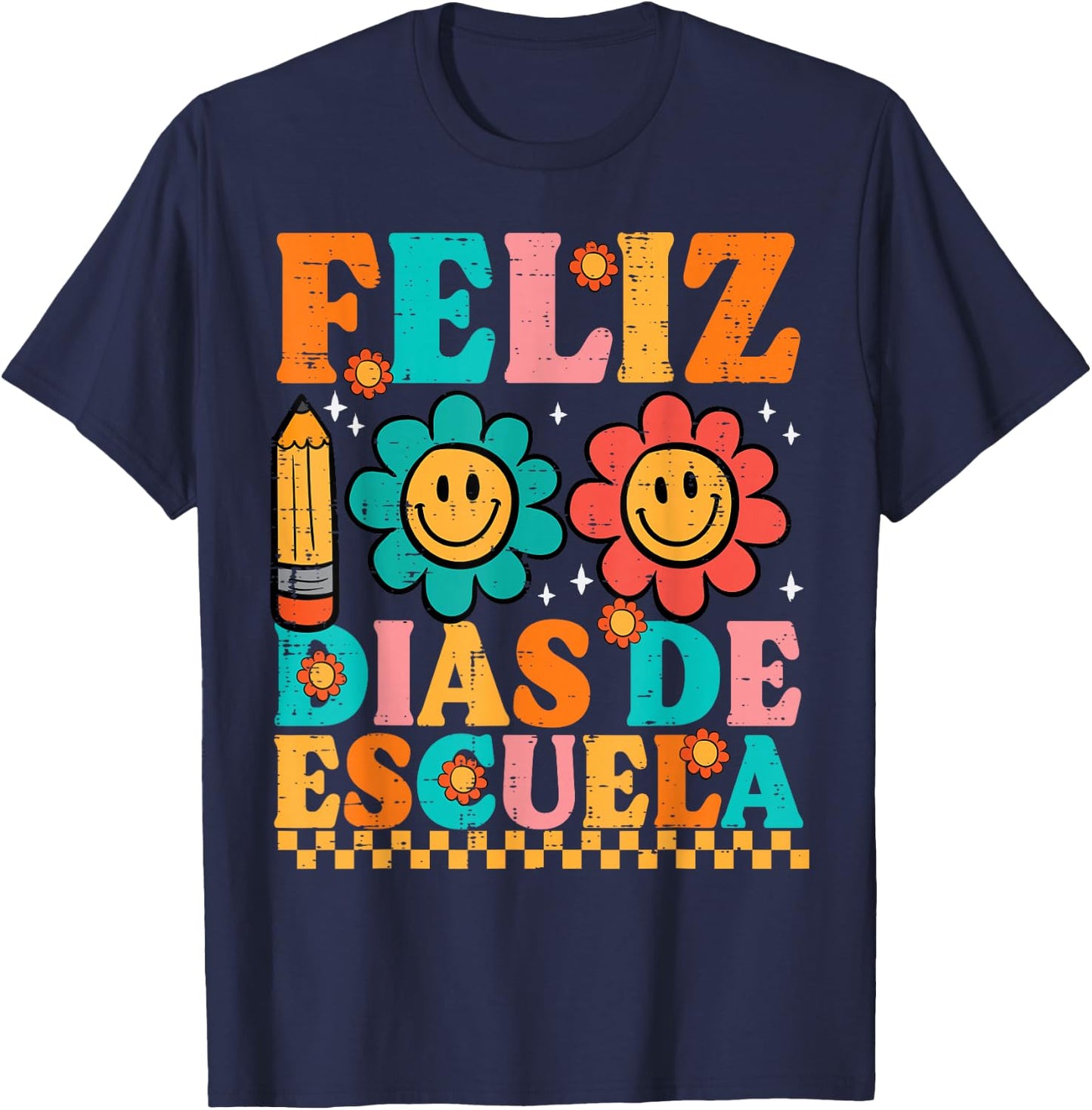 Feliz 100 Diaz De Escuela 100th Day School Spanish Teacher T-Shirt - T-Shirt | Navy