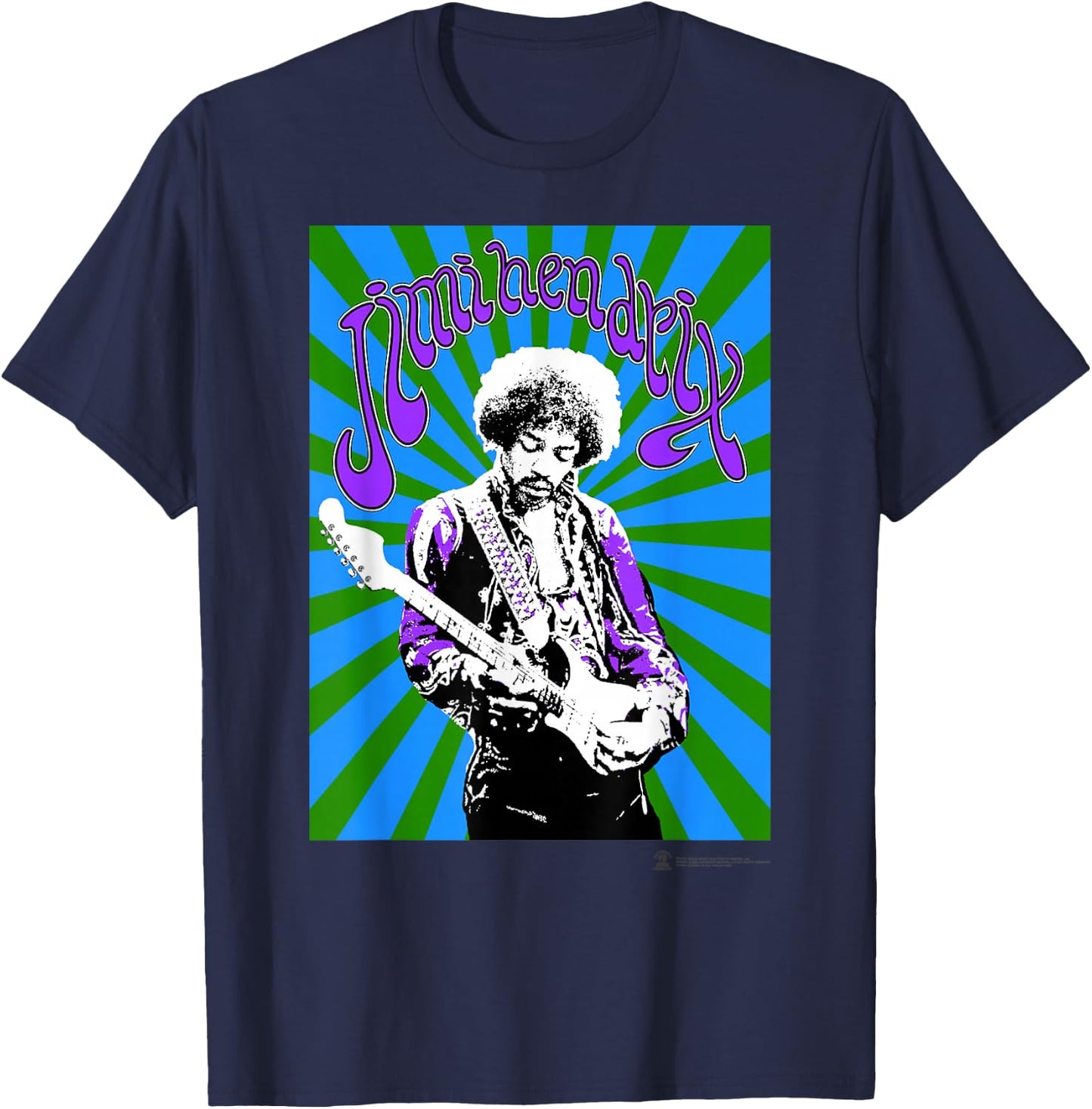 Jimi Hendrix Official Black Spiral T-Shirt - T-Shirt | Navy