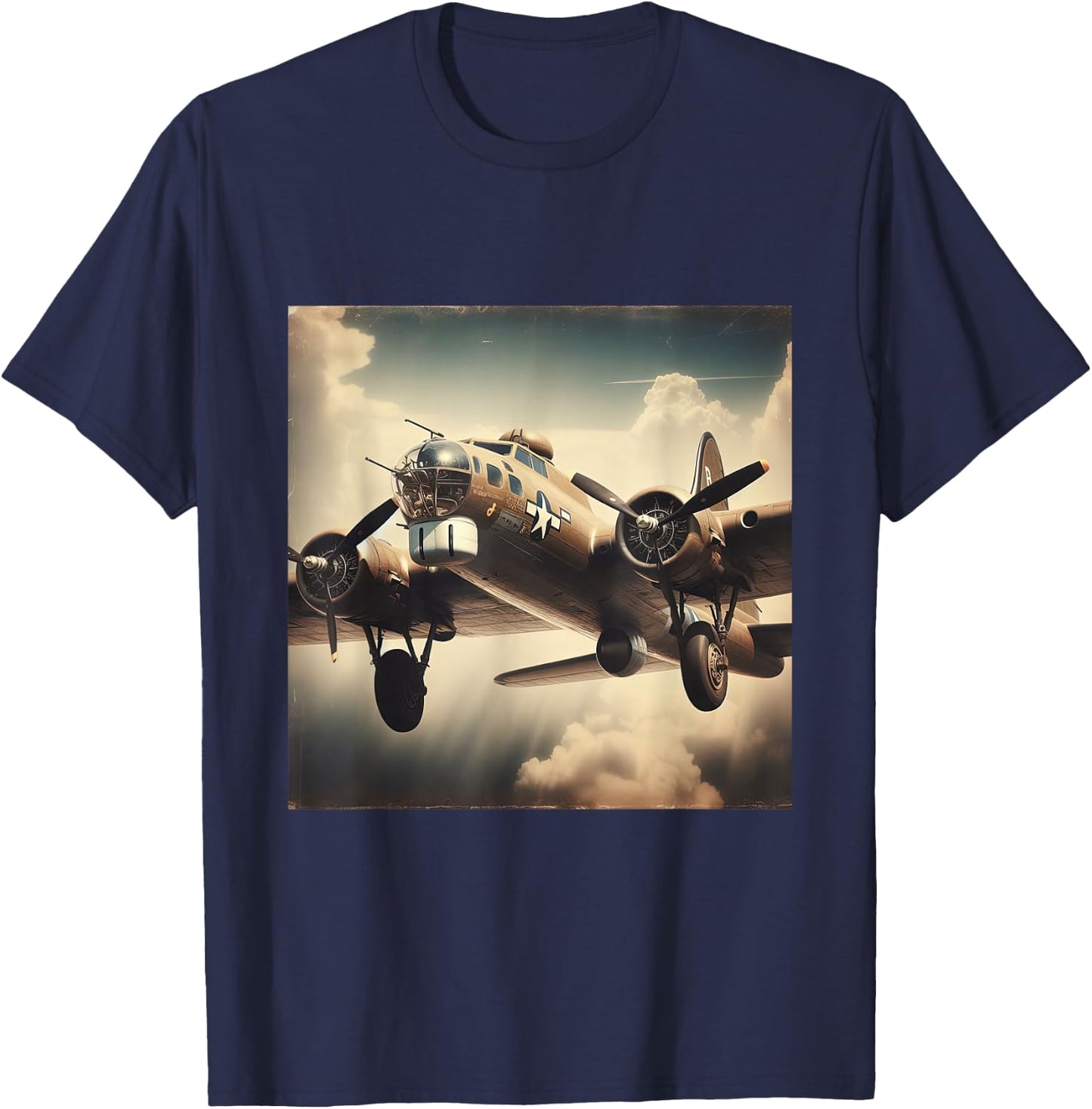 B 17 Flying Fortress USA WW2 Warplane T-Shirt - T-Shirt | Navy