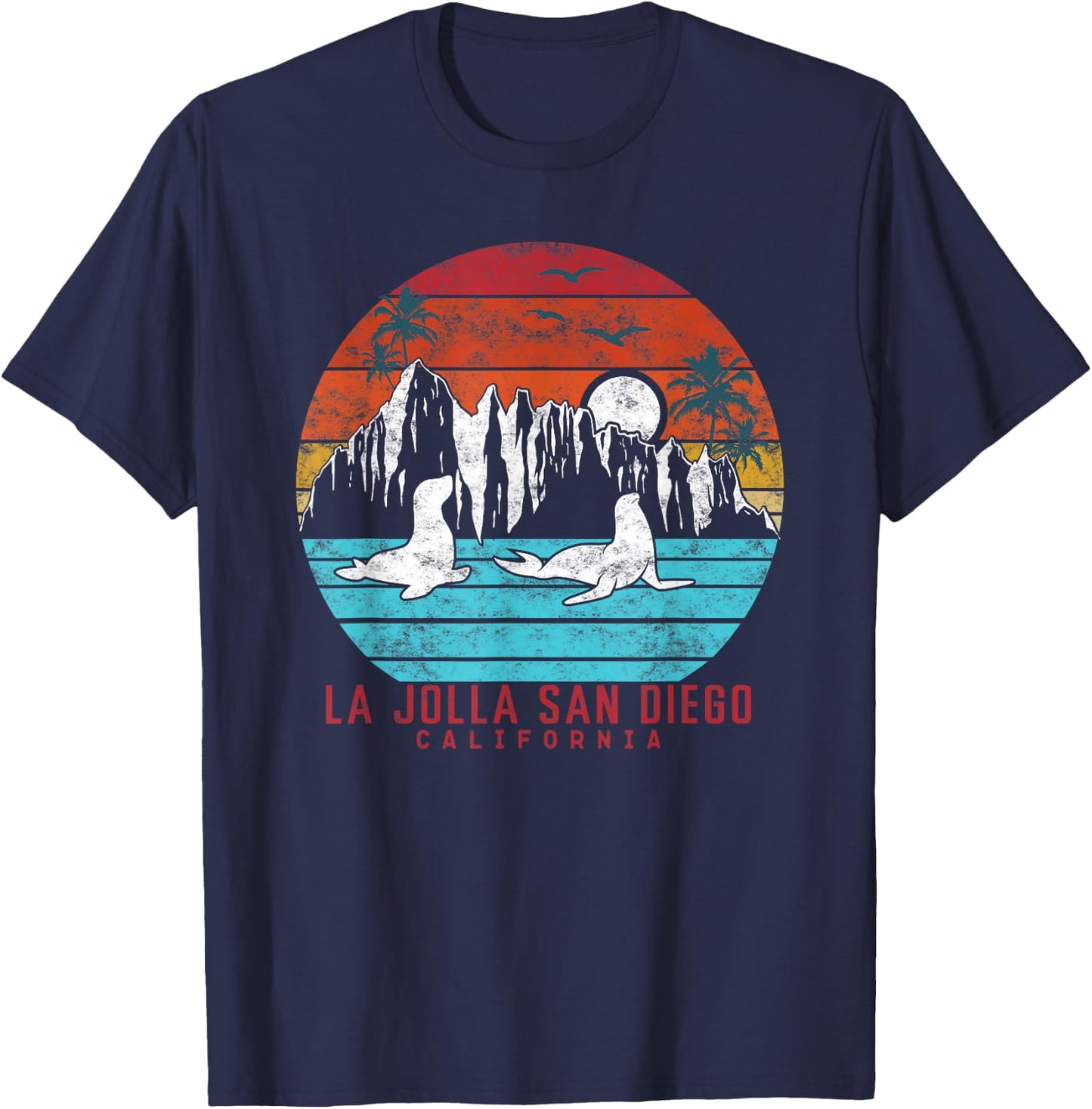 La Jolla San Diego Retro California Beach Summer vacation T-Shirt - T-Shirt | Navy