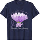 Love Flower Purple Ribbon Pancreatic Cancer Awareness T-Shirt - T-Shirt | Navy
