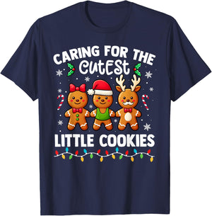 Caring For Cutest Little Cookies Pediatric Nurse Christmas T-Shirt - T-Shirt | Navy
