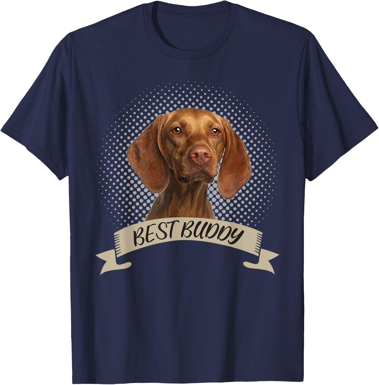 Short Haired Hungarian Magyar Vizsla Best Buddy Portrait T-Shirt - T-Shirt | Navy