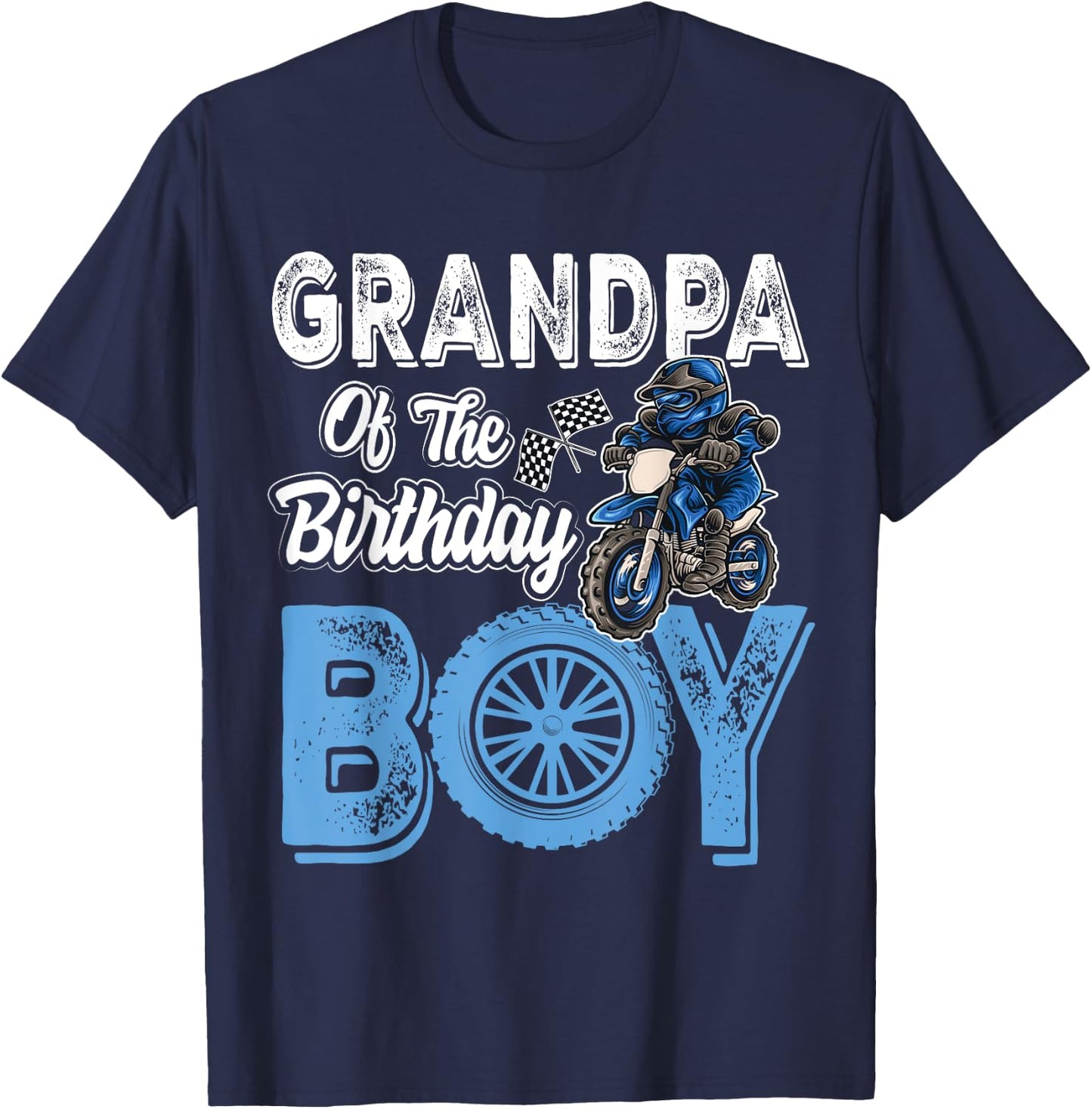 Grandpa of the Birthday Boy Dirt Bike B-day motocross Party T-Shirt - T-Shirt | Navy