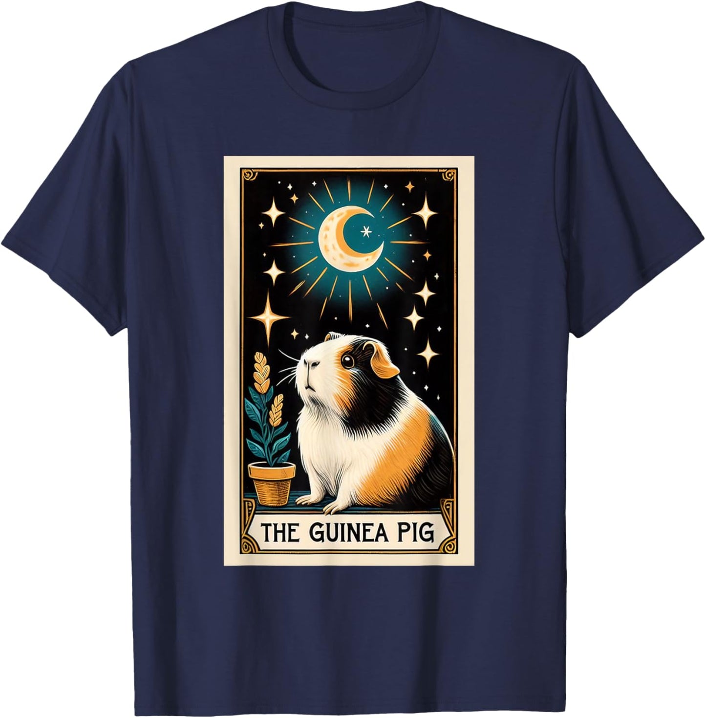 Cute Guinea Pig Tarot Card Star with the Moon Men Women Kids T-Shirt - T-Shirt | Navy