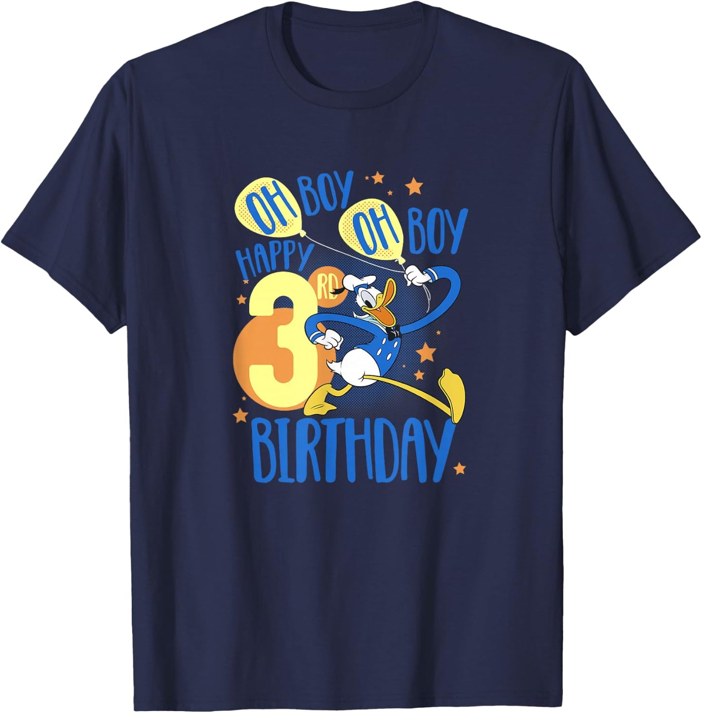Disney Donald Duck Happy 3rd Birthday Oh Boy Oh Boy T-Shirt - T-Shirt | Navy