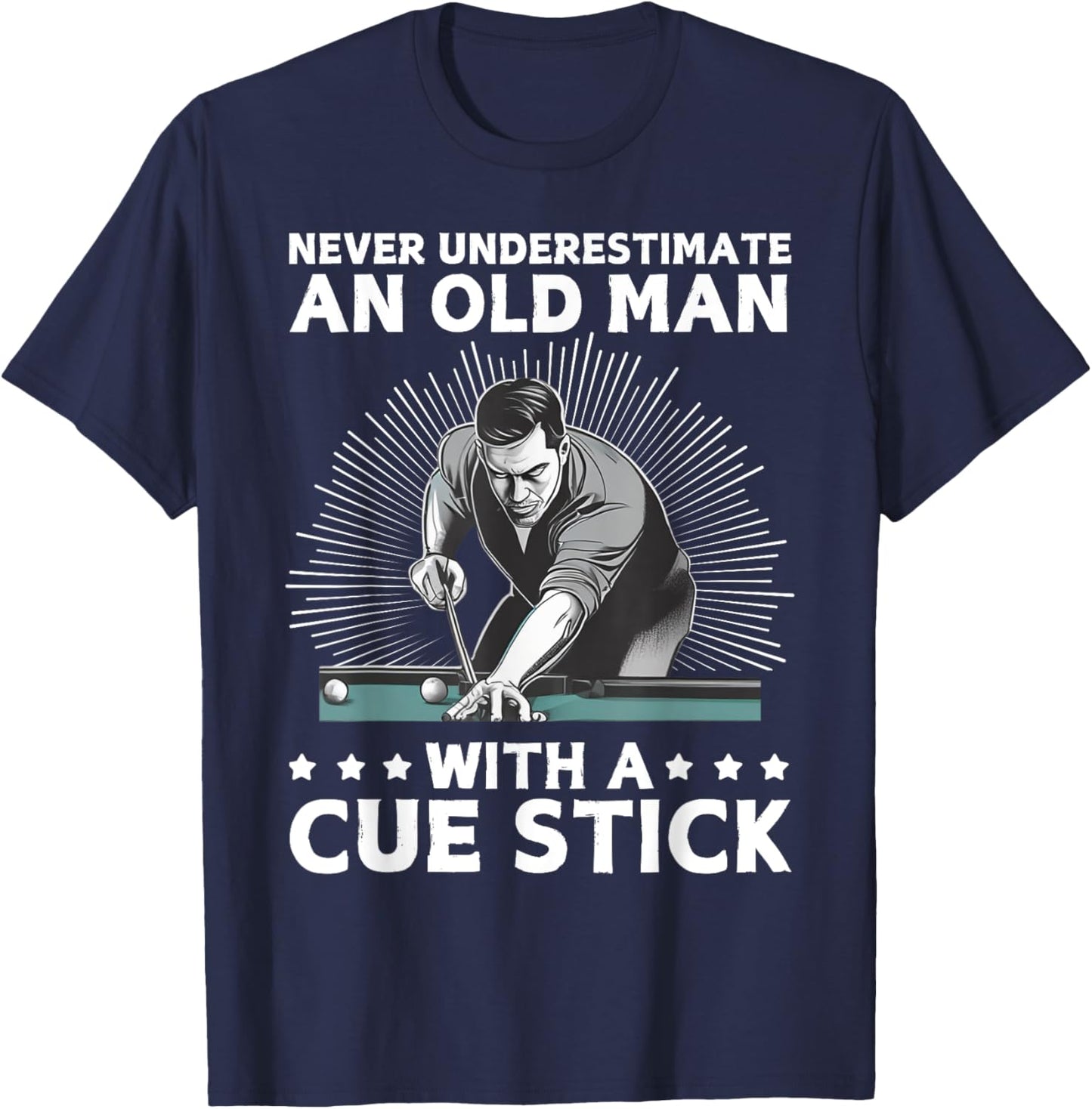 Best Pool Art Grandpa Billiard Player Pool Lover T-Shirt - T-Shirt | Navy