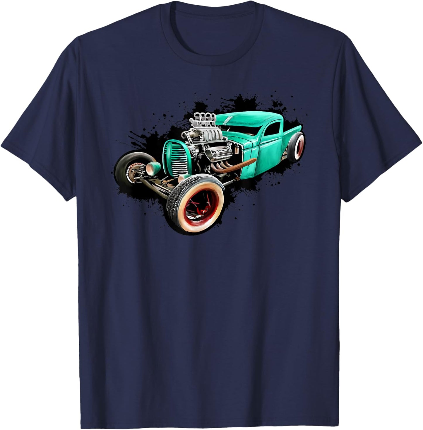 Rust Bucket Outline Funny Hot Retro Rod Diesel Cars Gift Men T-Shirt - T-Shirt | Navy
