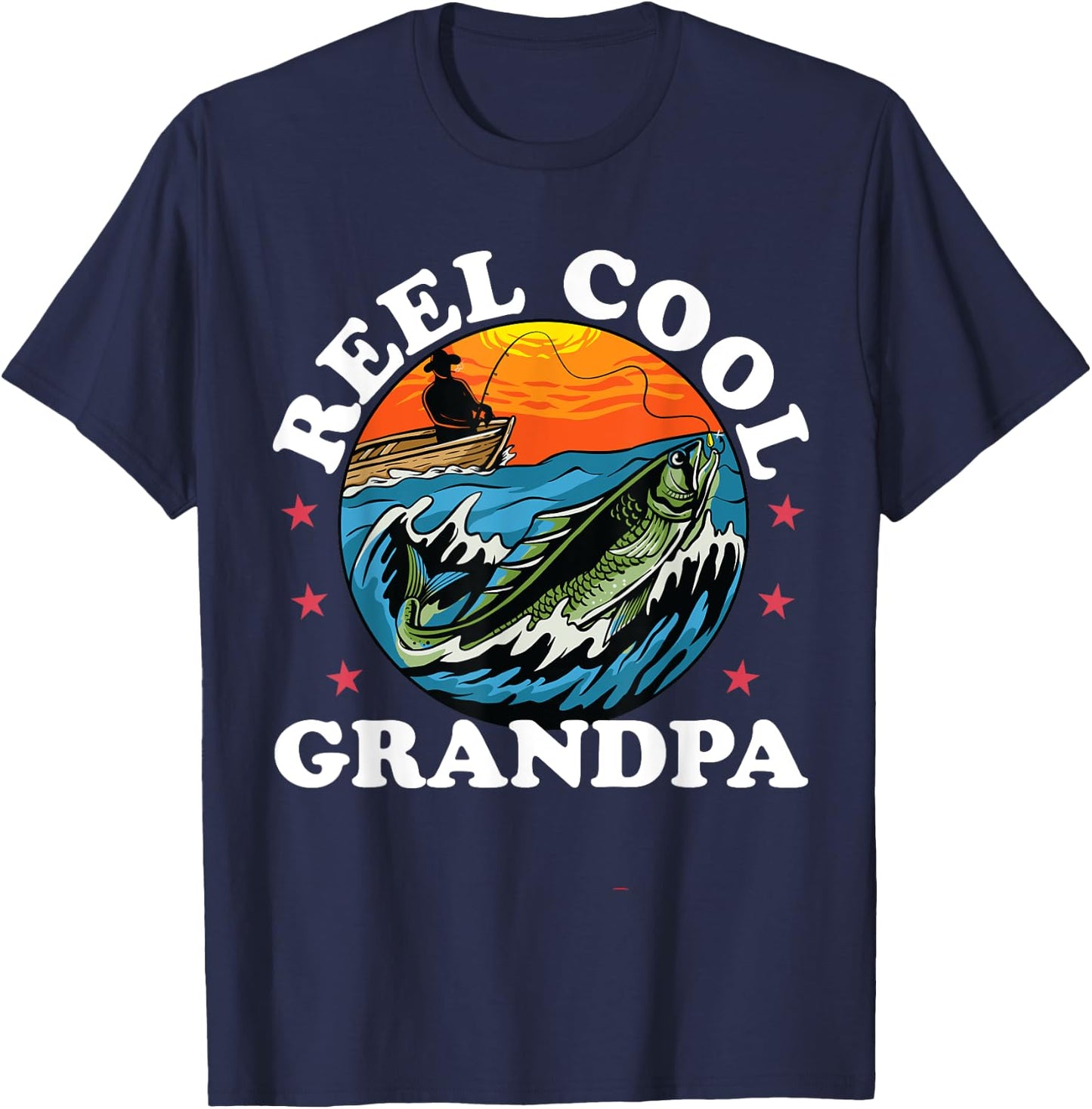 Reel Cool Grandpa Fishing Funny Fishing Fisherman Lover T-Shirt - T-Shirt | Navy