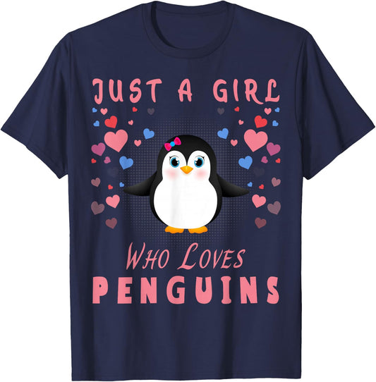 Just a Girl Who Loves Penguins T-Shirt - T-Shirt | Navy