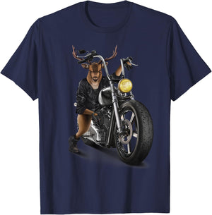 Deer Riding Classic Motorcycle T-Shirt - T-Shirt | Navy