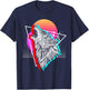 Synthwave Aesthetic Howling Wolf 1990s Retro Vaporwave T-Shirt - T-Shirt | Navy