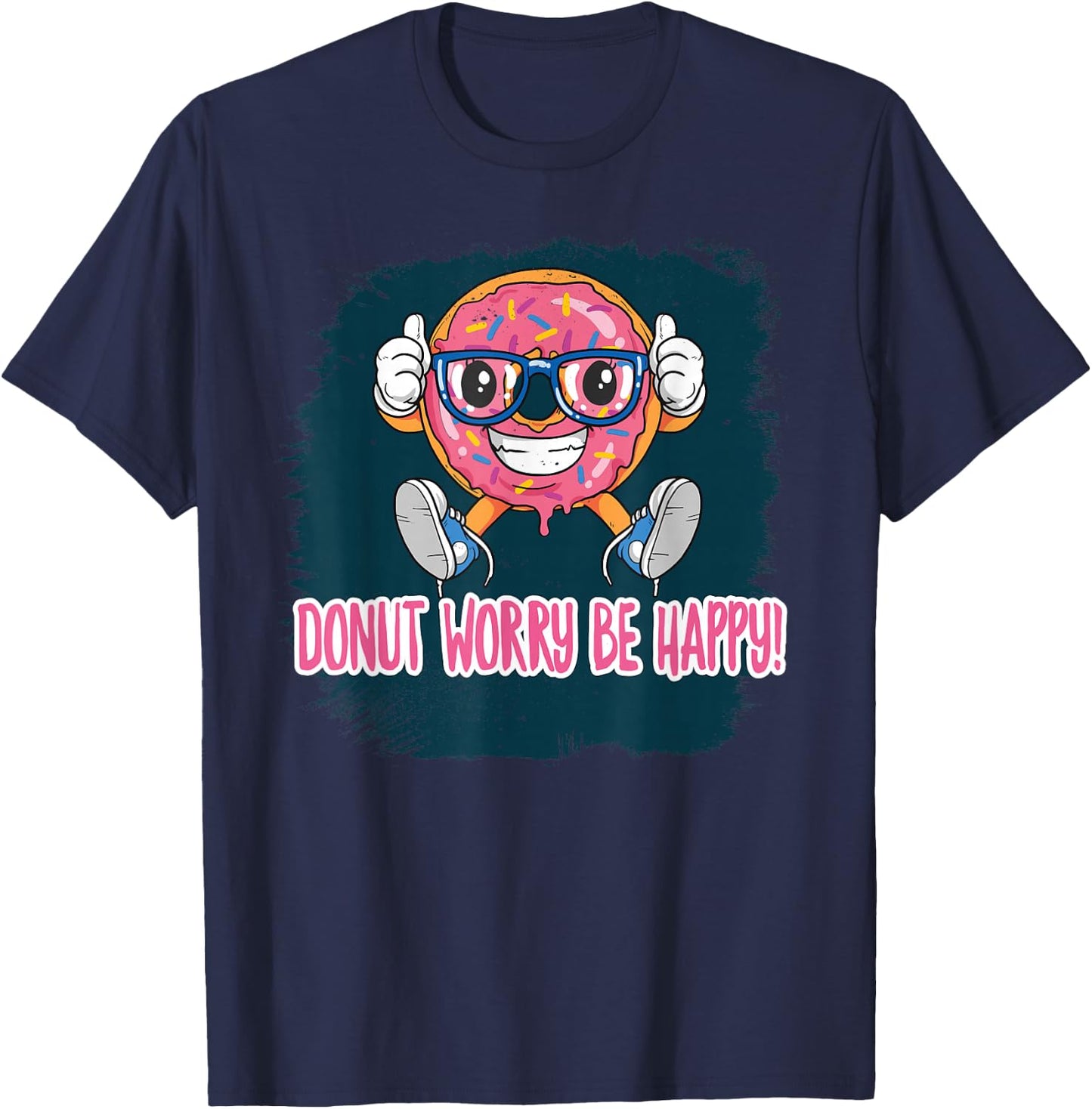 Donut Worry Baker Baking Be Happy Donuts Cook Chef Pun Kids T-Shirt - T-Shirt | Navy